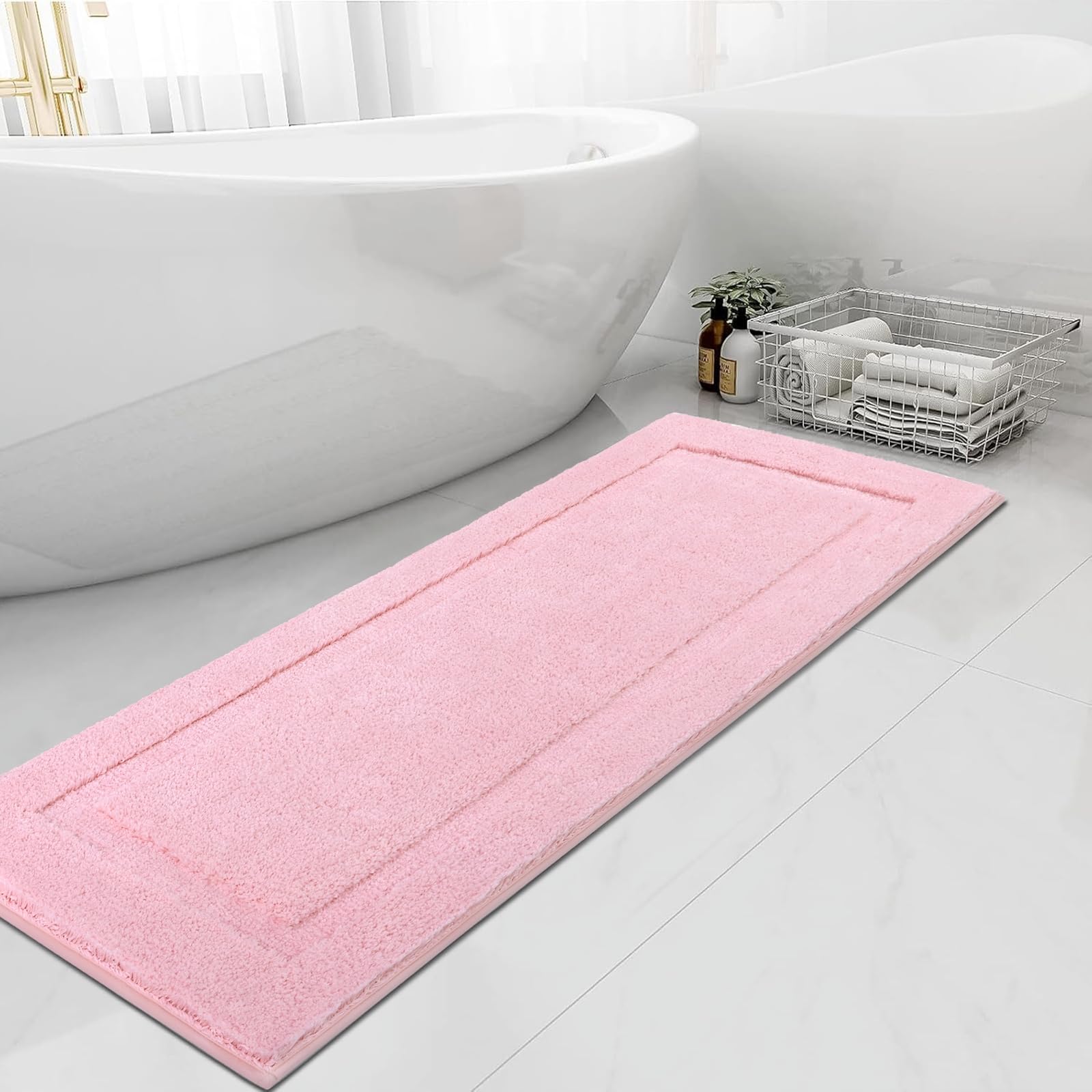 SHACOS Super Soft Bathroom Runner Rugs 24 x 60 inch Microfiber Bath Rug Runner Non Slip Washable Bath Mats Absorbent Bathroom Ma