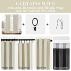 Shineland Beige Curtains 84 Inch Length 2 Panels Set For Living Room,Heat Light Blocking Blackout Farmhouse Curtains Drapes 84 I