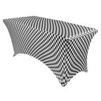 Your Chair Covers - 8 Ft Rectangular Fitted Spandex Tablecloths, Stretch Elastic Table Cover For Long Patio, Party, Birthday, Vendor Table - Black And White Checkered