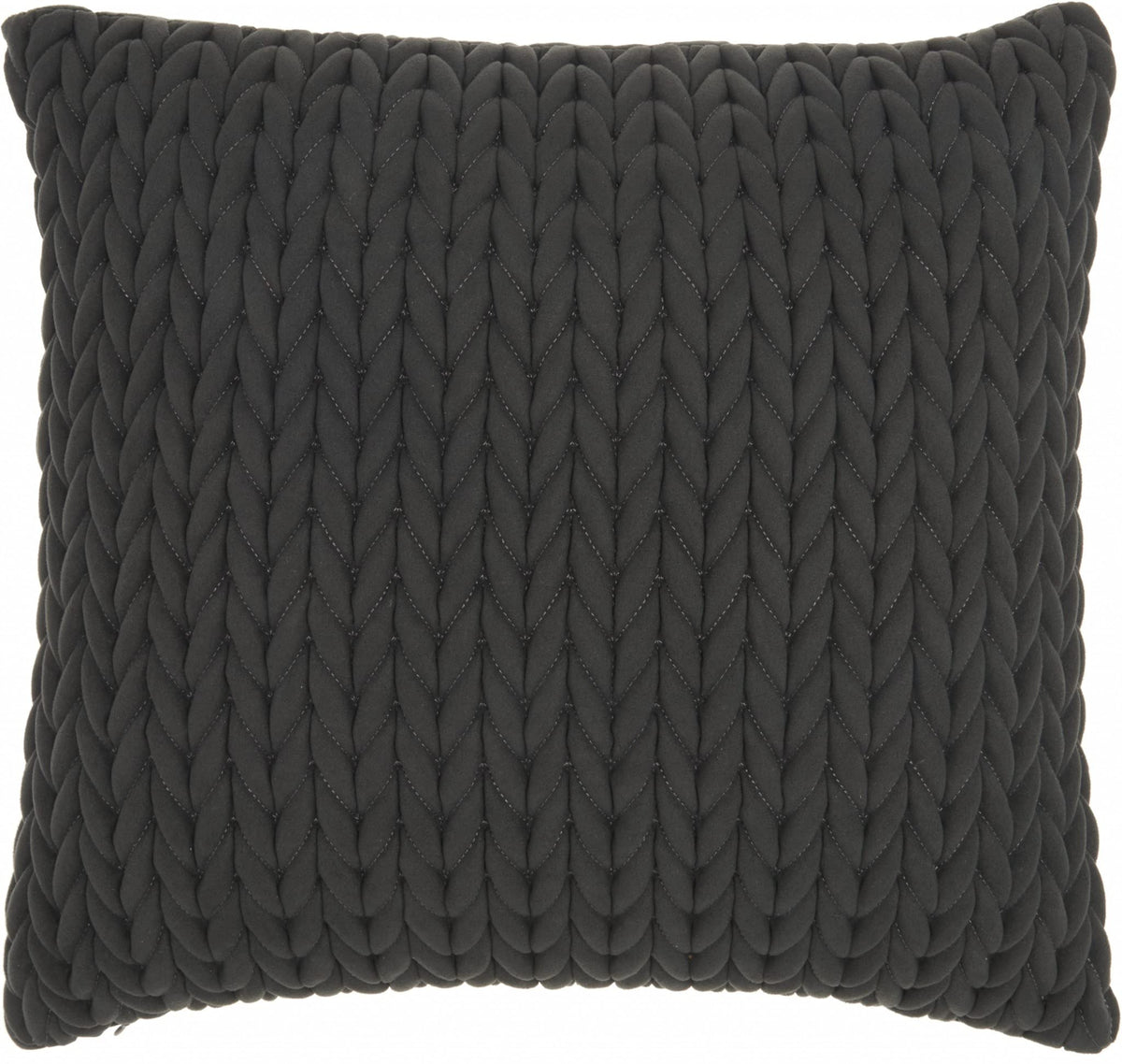 HomeRoots 100% Polyester Charcoal Chunky Braid Throw Pillow