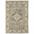 HomeRoots Polypropylene 7’ x 10’ Beige and Gray Traditional Medallion Indoor Area Rug