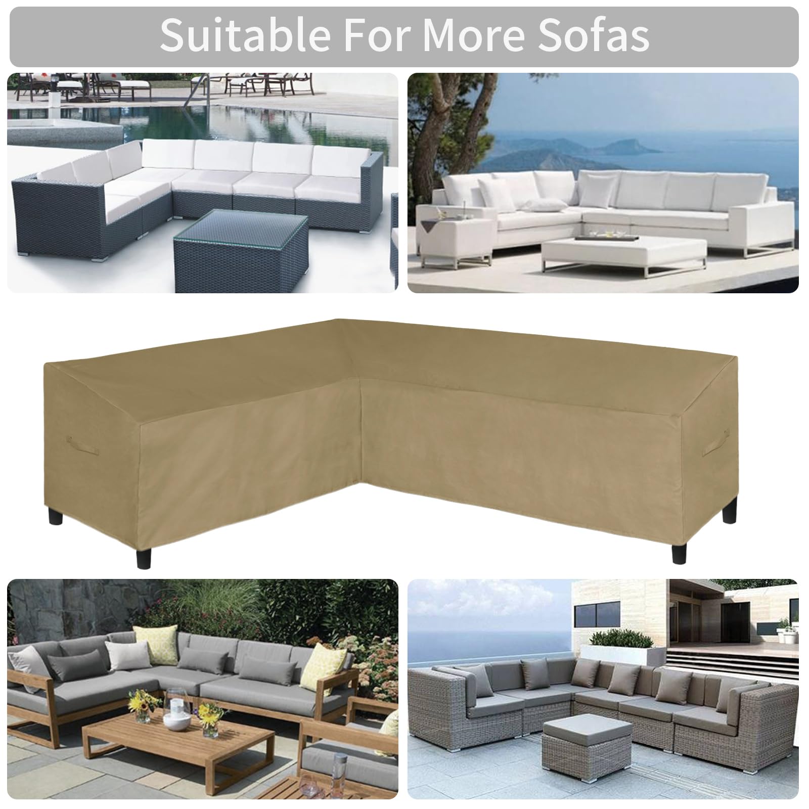 Easy-Going Patio L-Shaped Sectional Sofa Cover, 83“X104' Waterproof Outdoor Sectional Cover, Heavy Duty Garden Furniture Cover With Air Vent (Left Facing, Camel)