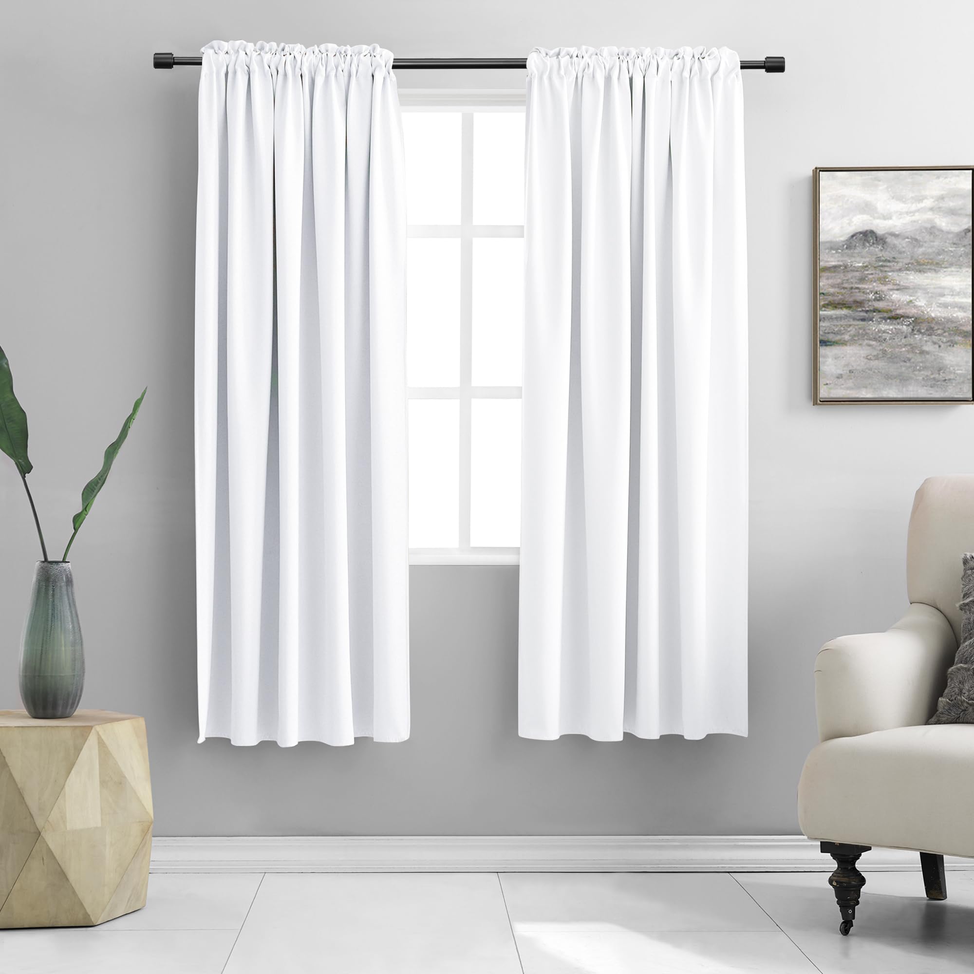 Draperies Curtains Panels, Blocking Out 50% Sunlight Window Treatment Curtains,Small Window Room Darkening Drapes For Bedroom (2 Panels, 42 By 72 Inch, Pure White)
