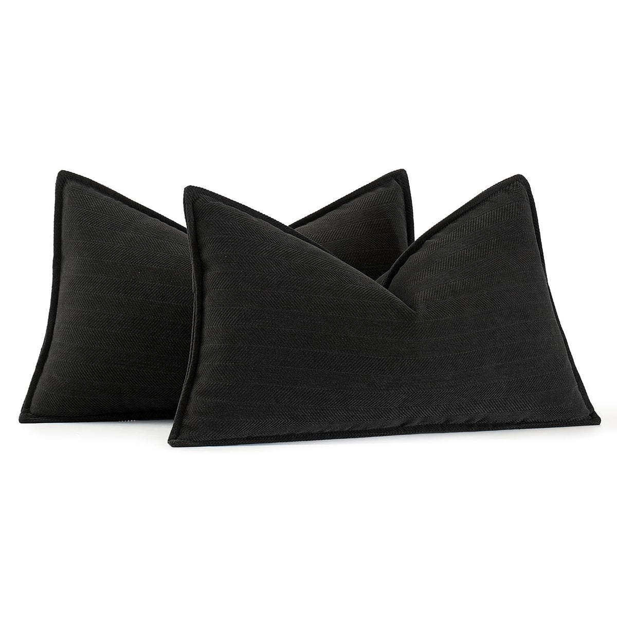 Miulee Pack Of 2 Black Decorative Pillow Covers 12X20 Inch Soft Chenille Couch Throw Pillows Farmhouse Cushion Covers With Elega