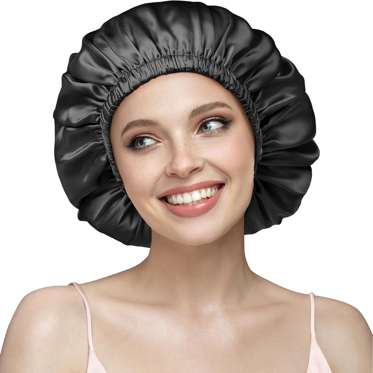 YFONG Double Layered 100% Silk Bonnet for Women, 22 Momme Pure Mulberry Silk Sleep Cap with Adjustable Elastic Band Stay On Head