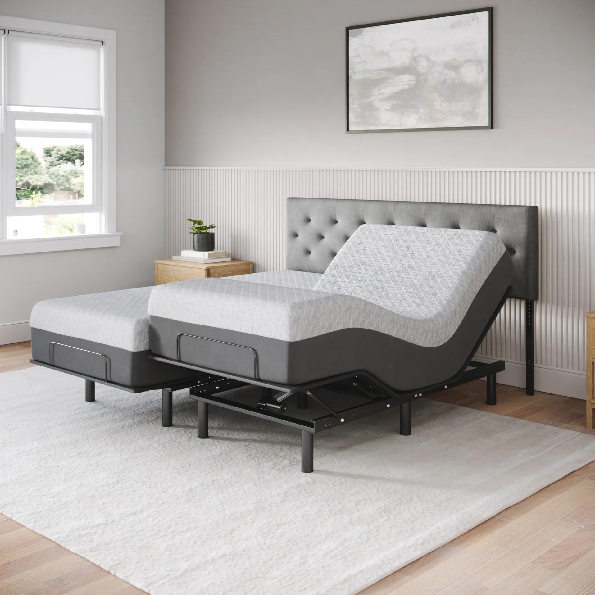 Celestial Aurora Adjustable Bed Base (Frame) + 12 inch Gel Memory Foam Mattress (Medium Soft), Easy Assembly, Head and Foot Lift
