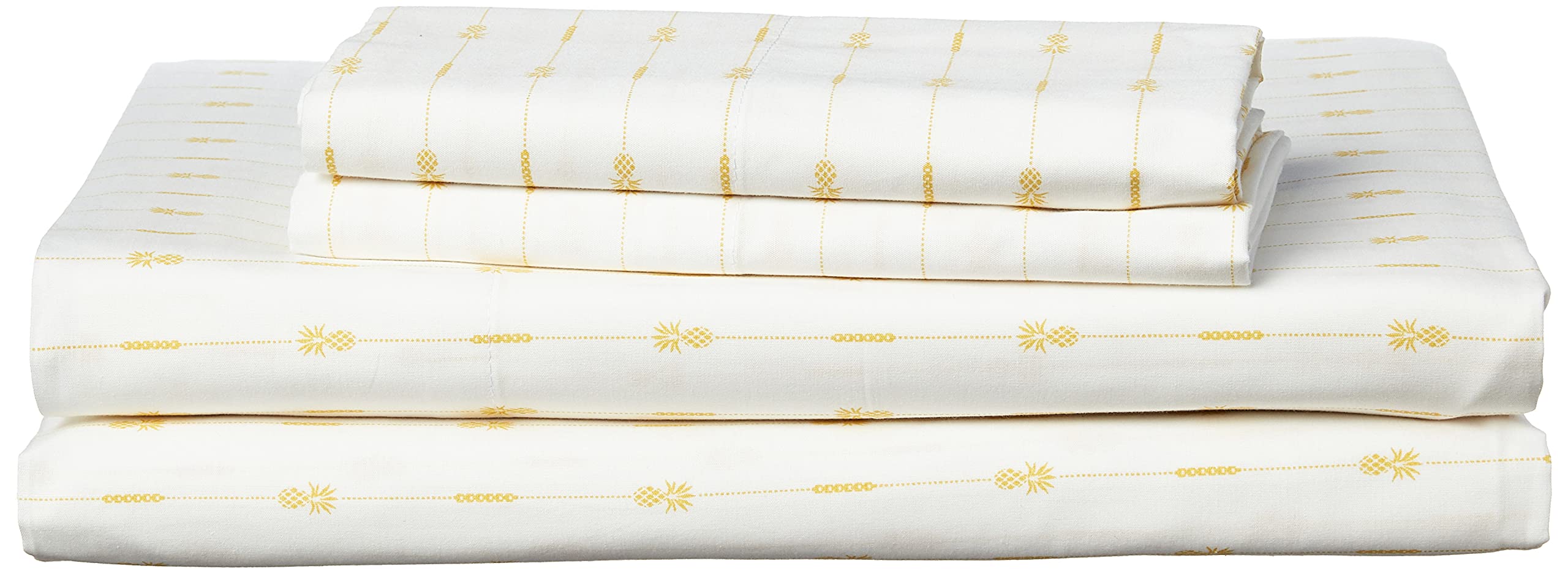 Tommy Bahama - Queen Sheets, Cotton Percale Bedding Set, Crisp & Cool, Stylish Home Decor (Pineapple Pinstripe Yellow, Queen)