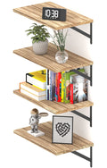 Greaittle Deep Floating Shelves 10 D x 16.5 W Set of 4, Rustic Wood Wall Bookshelves for Living Room, Kitchen, Laundry Room, Bat