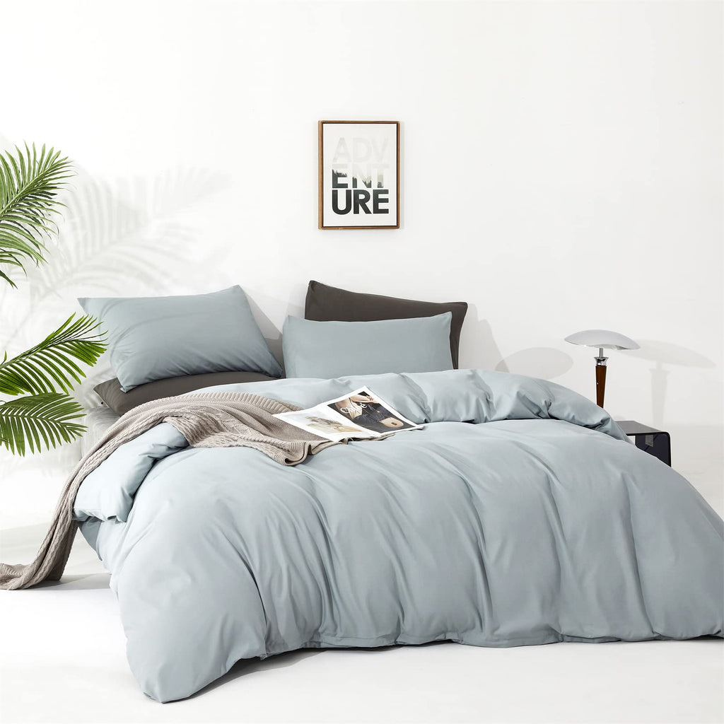 Clothknow Light Blue Comforter Set Twin 3Pcs Haze Blue Bedding Comforter Sets Dusty Blue Comforter Twin Soft Light Blue Comforte