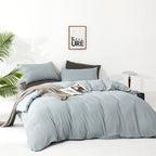 Clothknow Light Blue Comforter Set Twin 3Pcs Haze Blue Bedding Comforter Sets Dusty Blue Comforter Twin Soft Light Blue Comforte