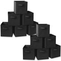 Casafield Set of 12 Collapsible Fabric Cube Storage Bins, Black - 11 Foldable Cloth Baskets for Shelves, Cubby Organizers & More
