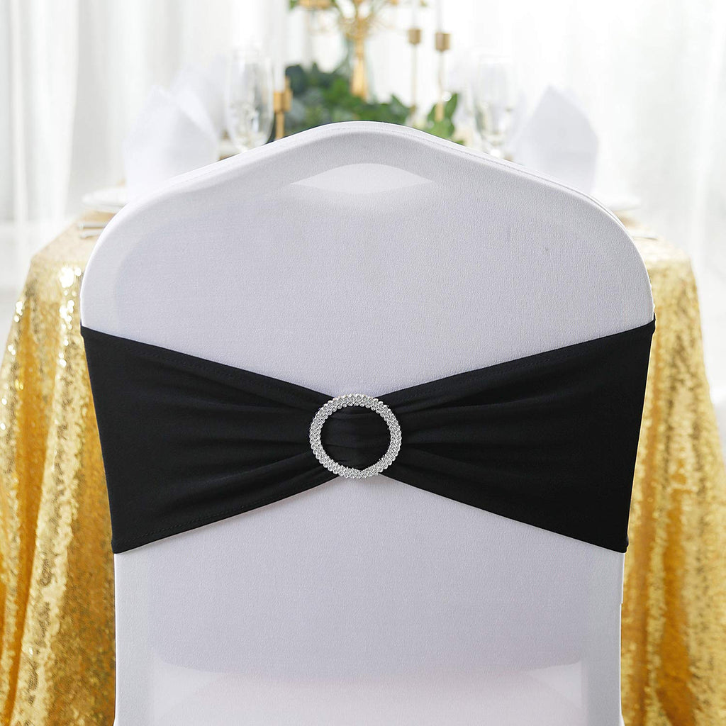 Peomeise 50Pcs Turquoise Spandex Chair Sashes With Buckle Slider For Wedding, Party Decoration