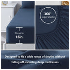 Cozylux King Bed Sheets Set 1800 Series 4-Piece Embroidered Double Brushed Microfiber Sheets 16' Deep Pocket Hotel Soft Luxury Bedding Sheet Set, Wrinkle Resistant, Navy Blue
