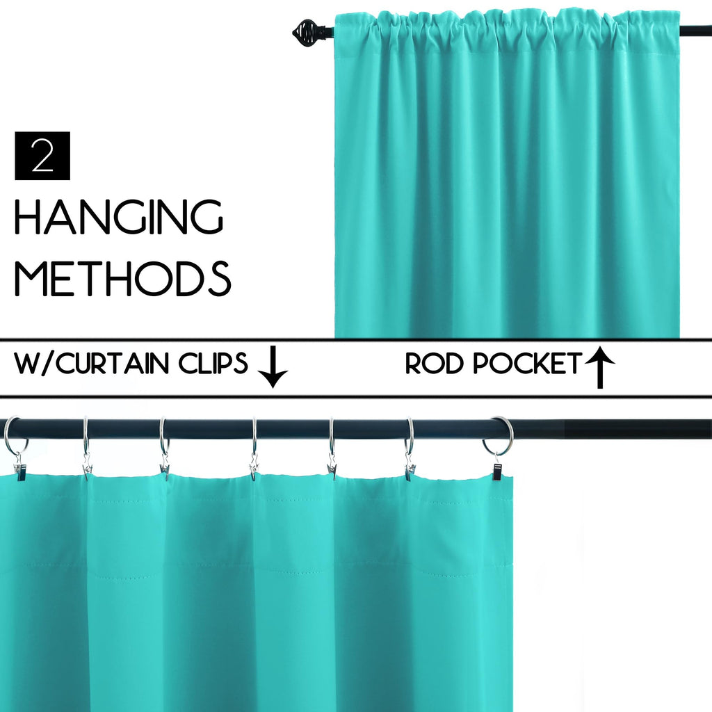 Koufall Turquoise Short Curtains 24 Inch Length For Kitchen Bedroom Set Of 2 Panels Blackout Room Darkening Rod Pocket Cafe Curtains Tier Curtains For Small Bathroom Windows 34X24 Inches Long