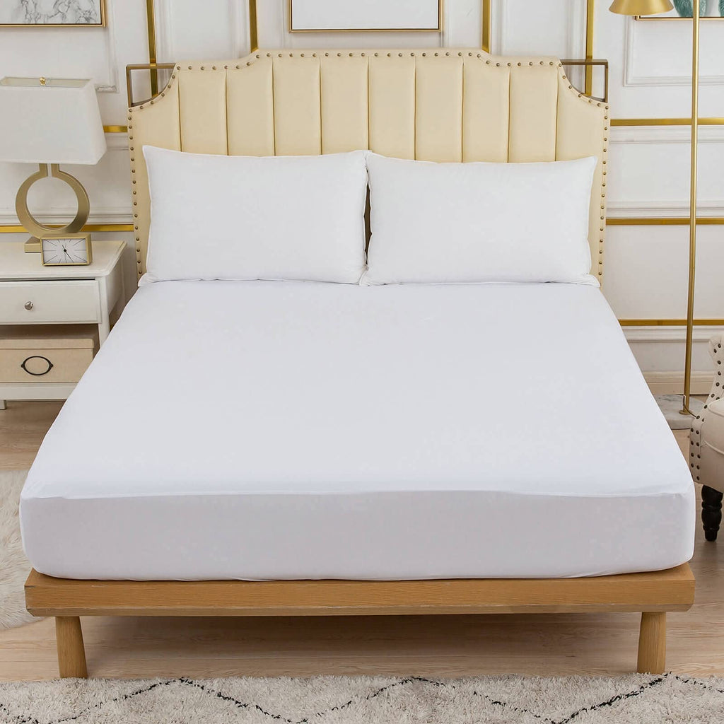 Kingnex Full Size Mattress Protector Waterproof Jersey Ultra Soft Noiseless Smooth Top Fitted Matressprotector Cover With Stretc