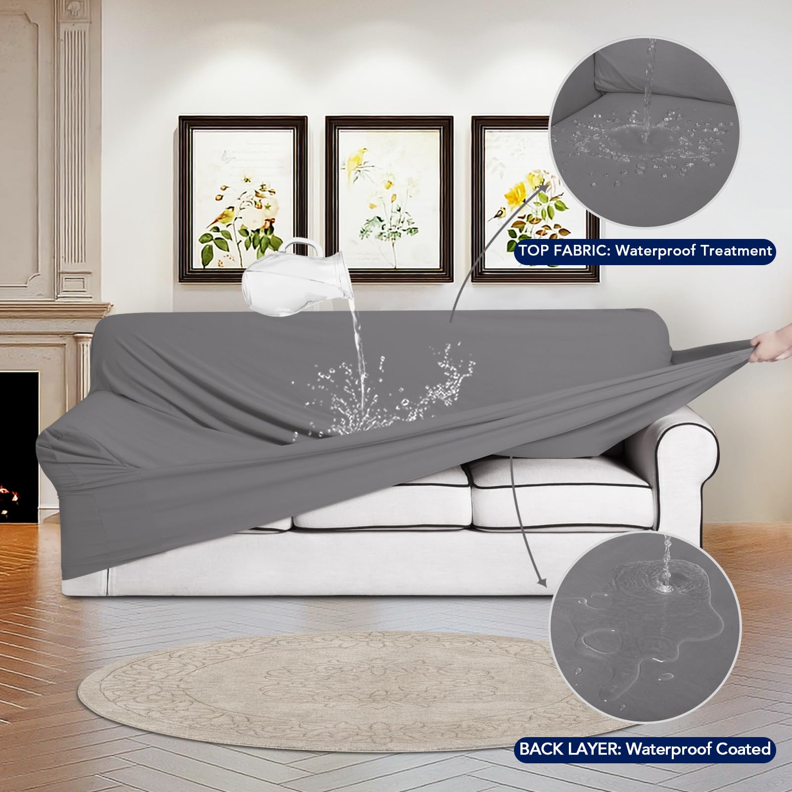 Purefit 100% Dual Waterproof Couch Cover Slipcovers For Couches And Sofas - Stretch Non Slip Fleece Sofa Covers Washable, Leakproof Furniture Protector For Kids, Pets, Dog (Loveseat, Light Gray)