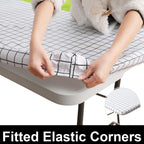 Spotjoy Rectangle Table Cloth, Elastic Fitted Flannel Backed Plastic Table Covers For 4 Foot Folding Tables, Waterproof Vinyl Ta