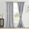 DWCN Velvet Curtains - 96 Inches Long Super Soft Luxury Grommet Tieable Window Treatments Room Darkening Privacy Protect Drapes 