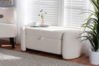 Baxton Studio Oakes Ivory Boucle Upholstered Storage Bench