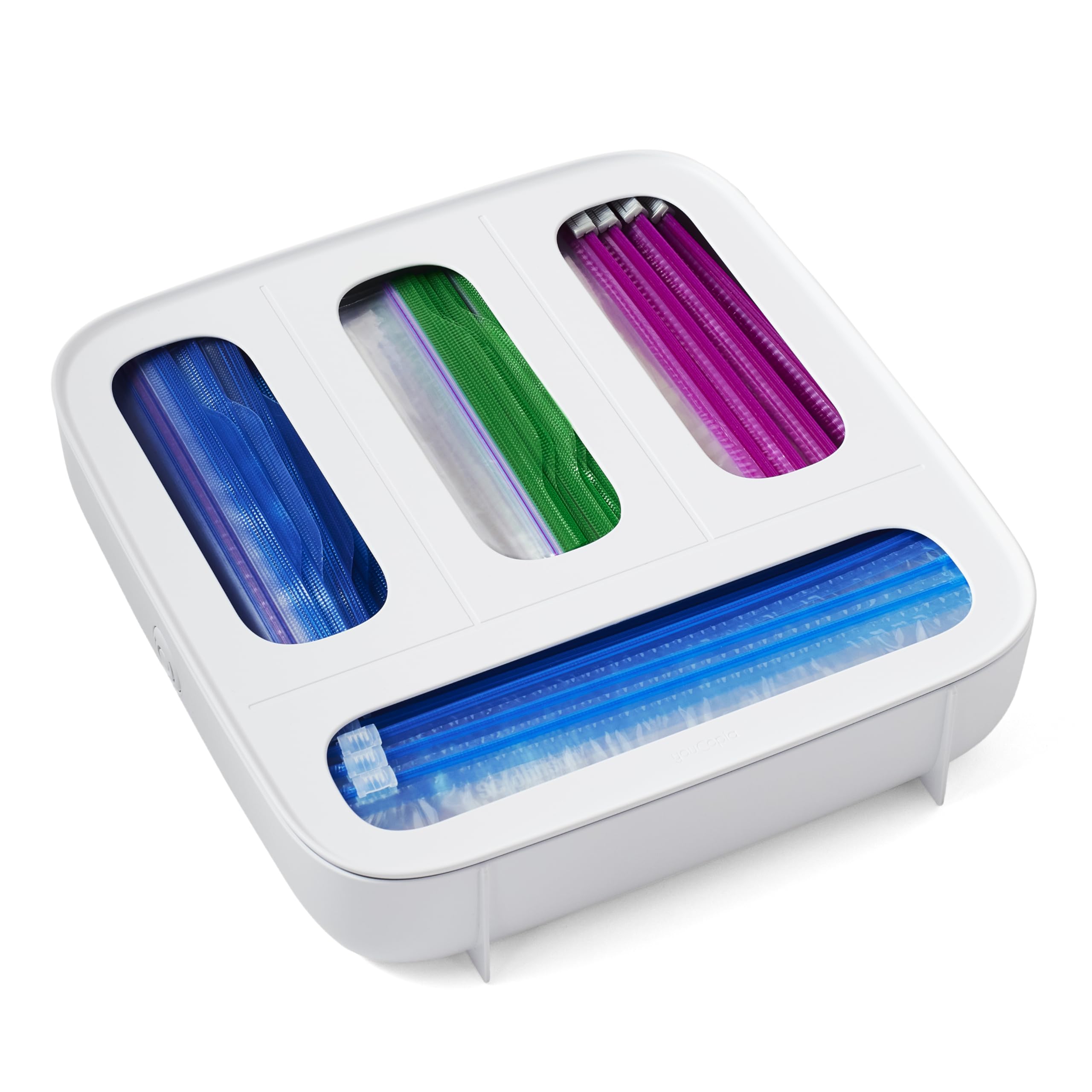 Youcopia Storabag Food Bag Dispenser, Family Size 4-Slot, Plastic Sandwich Bags Drawer Organizer For Kitchen Storage