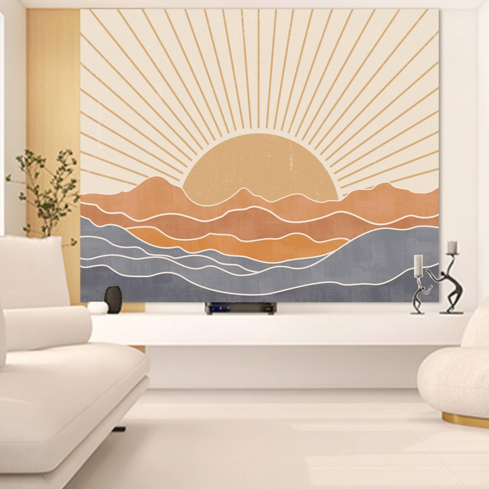 Apdidl Extra Large Boho Tapestry Wall Hanging For Bedroom Aesthetic 71''X90'', Bohemian Vintage 70S Rainbow Sun Tapestries For L