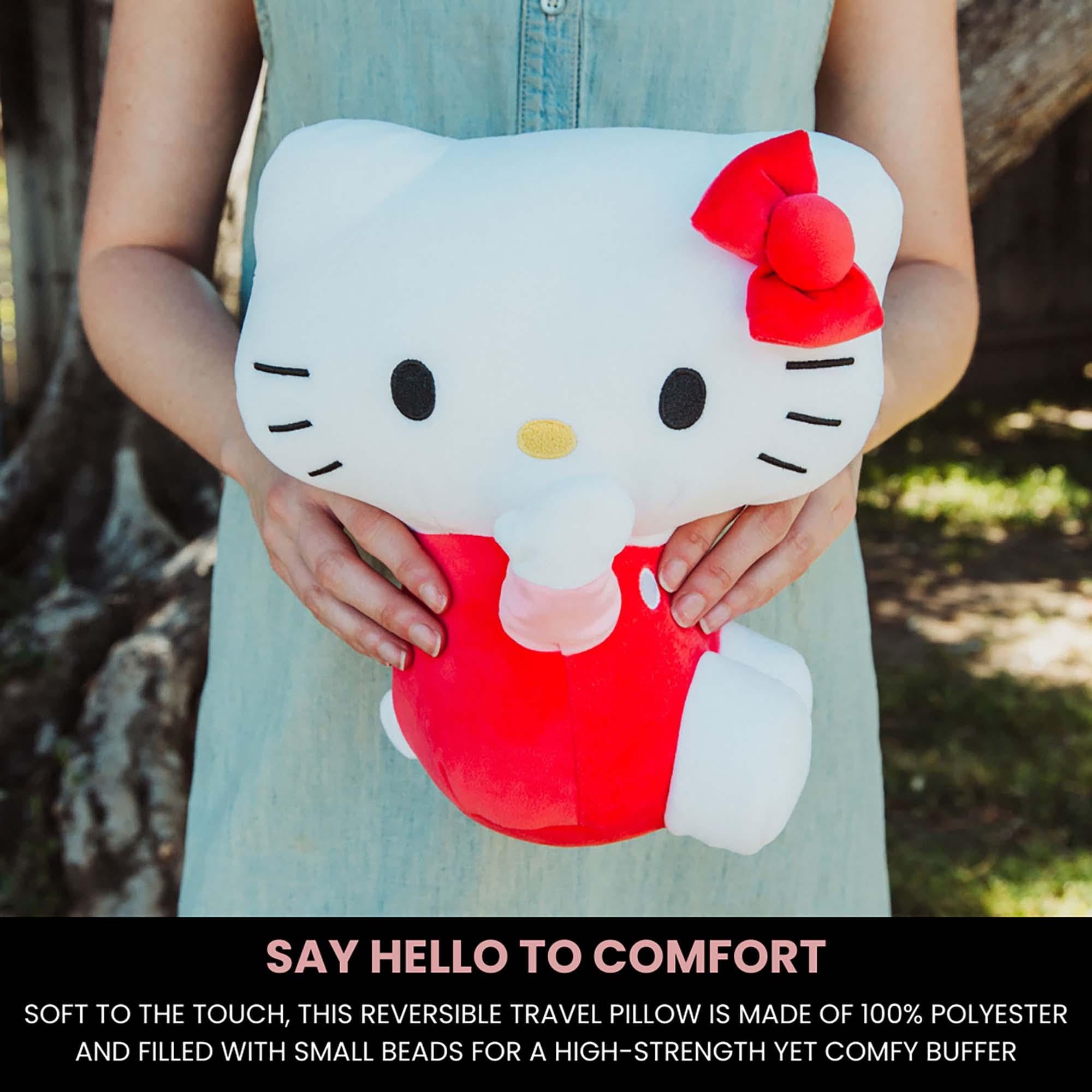 Surreal Entertainment Sanrio Hello Kitty Adult Reversible Neck Roll Pillow | Travel Essentials For Extra Comfort Support In Airp