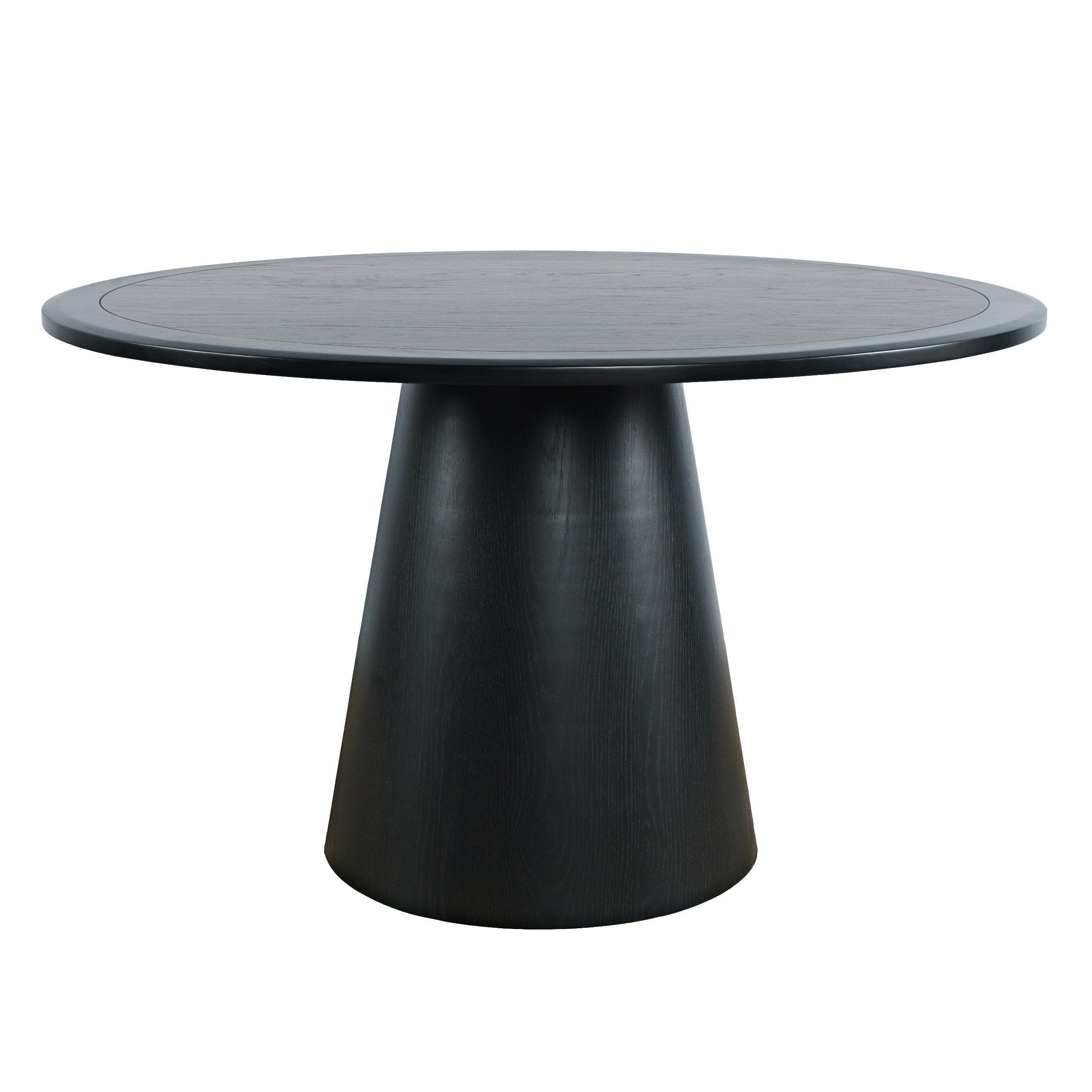 Jofran Nash Mid-Century Modern Round Pedestal Dining Table For Kitchen Or Dining Room, Black, 30' Dining Height