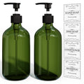 Kzeirm Green Soap Dispenser, Dish Soap Hand Soap Dispenser Set for Bathroom & Kitchen, Refillable Pump Bottle Dispenser, Plastic