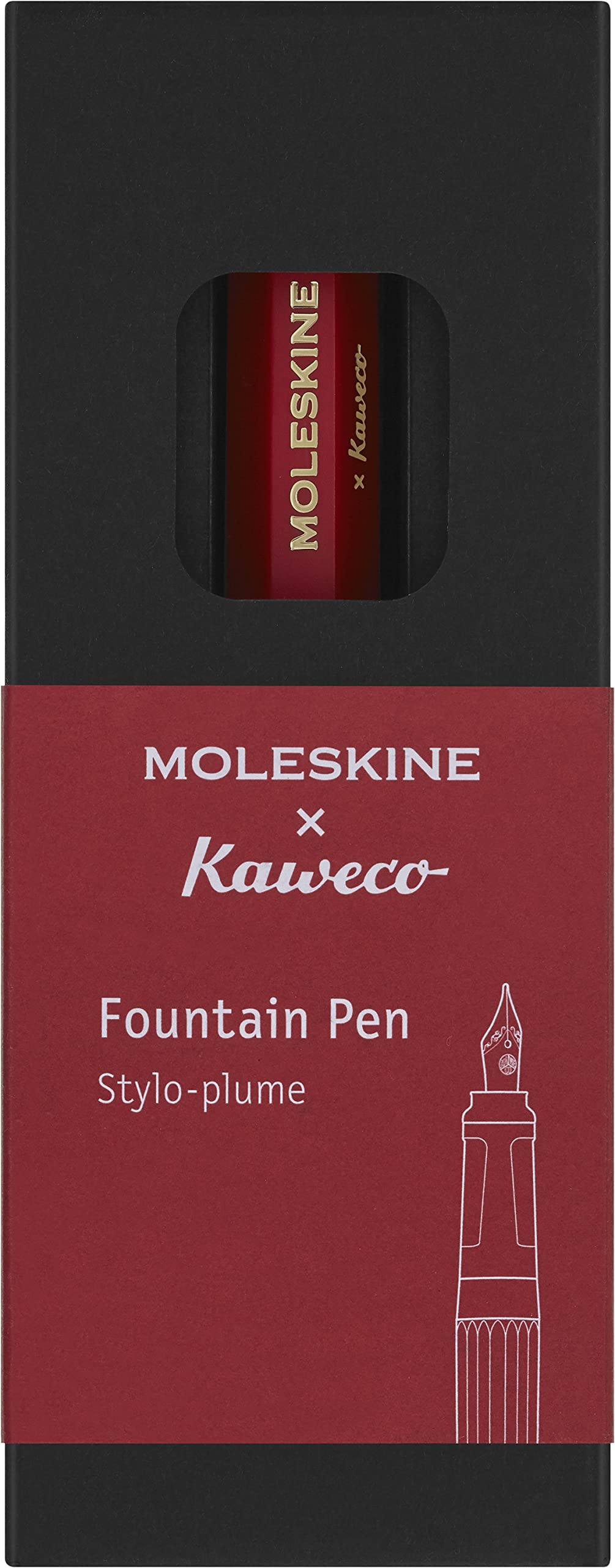 Moleskine X Kaweco, Fountain Pen, Medium Nib, Red With Blue Ink
