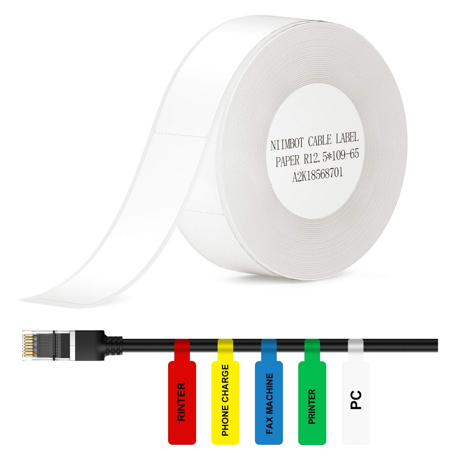 Niimbot Thermal Label Maker Paper 0.5'4.3' Stickers Waterproof Tear-Resistant Replacement For D11/D110 Label Printer Office&Ho