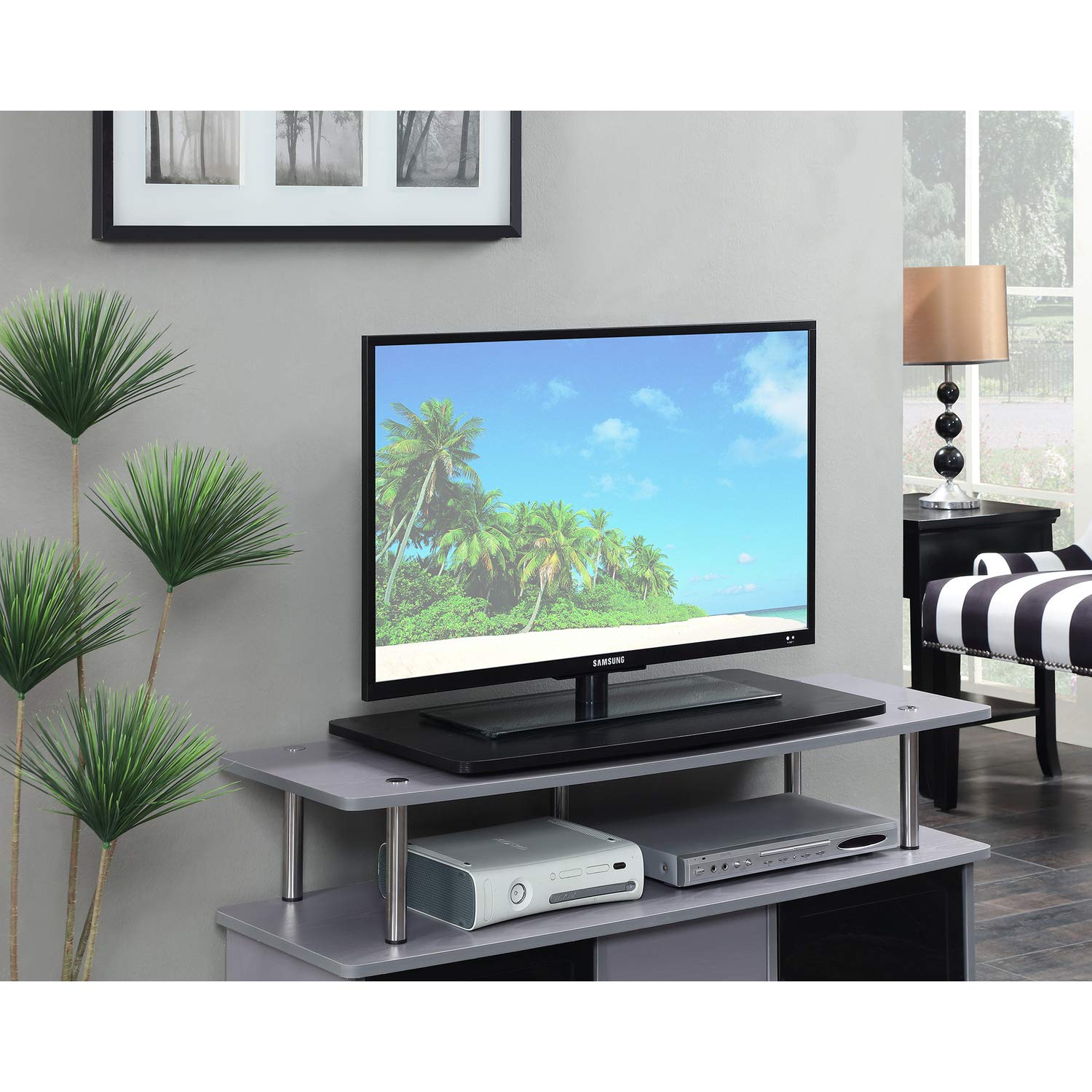 Convenience Concepts Designs2Go XL Single Tier Swivel in Black Wood Finish