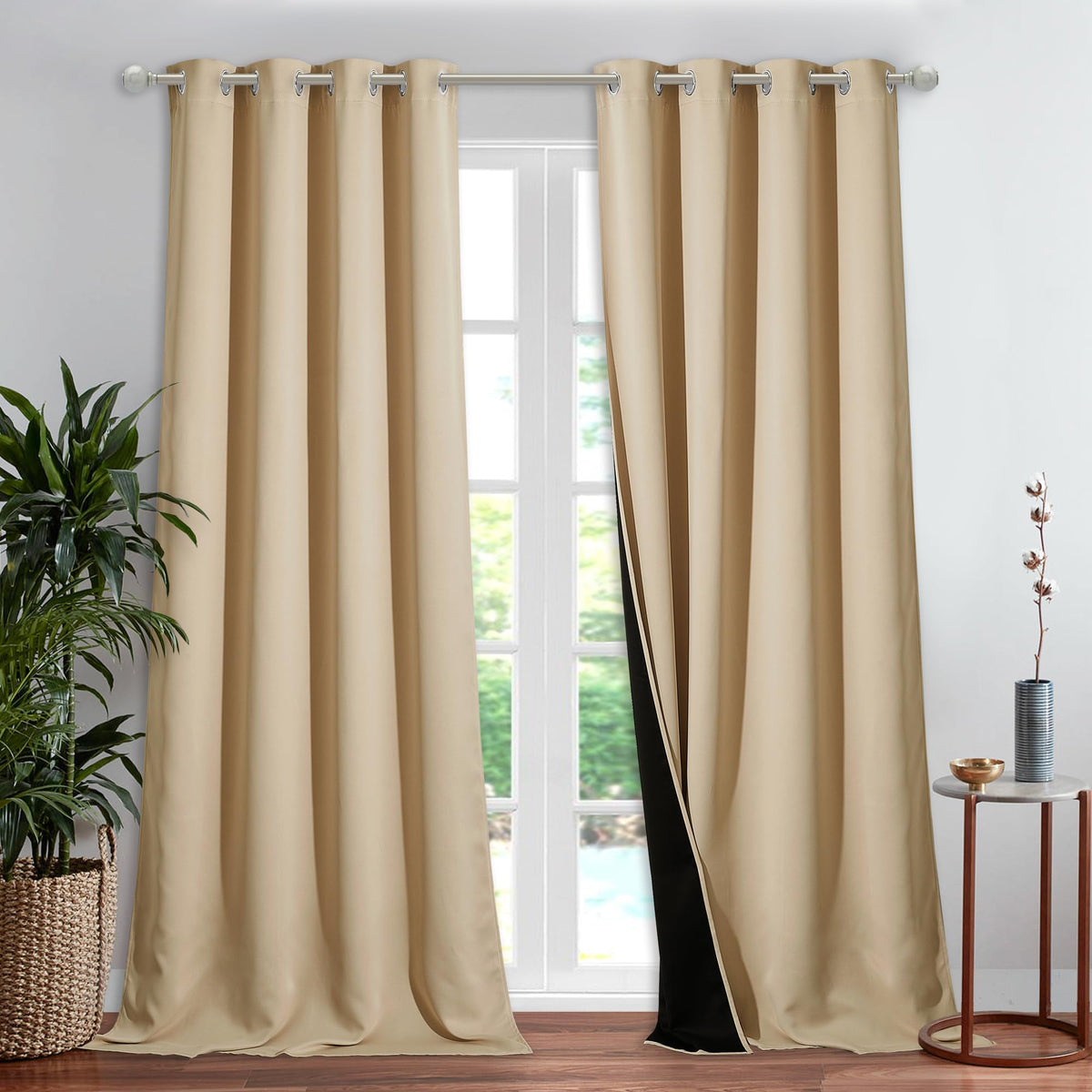 Nicetown Thermal Insulated 100% Blackout Curtain, Biscotti Beige, 1 Pc, 52 Inches X 90 Inches, Noise Reducing Performance Drape
