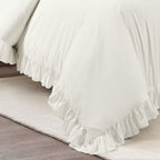 Lush Decor Reyna Ruffle 100% Cotton Duvet Cover Set - 3 Piece Cozy Ruffled Bedding Set - Timeless Elegance And Comfort - Califor