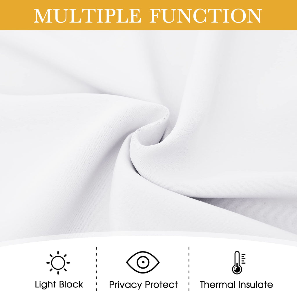 Ryb Home White Living Room Curtains 54 Inch Length, Room Darkening Privcay Curtain Panels Small Window Treatment For Bedroom Clo
