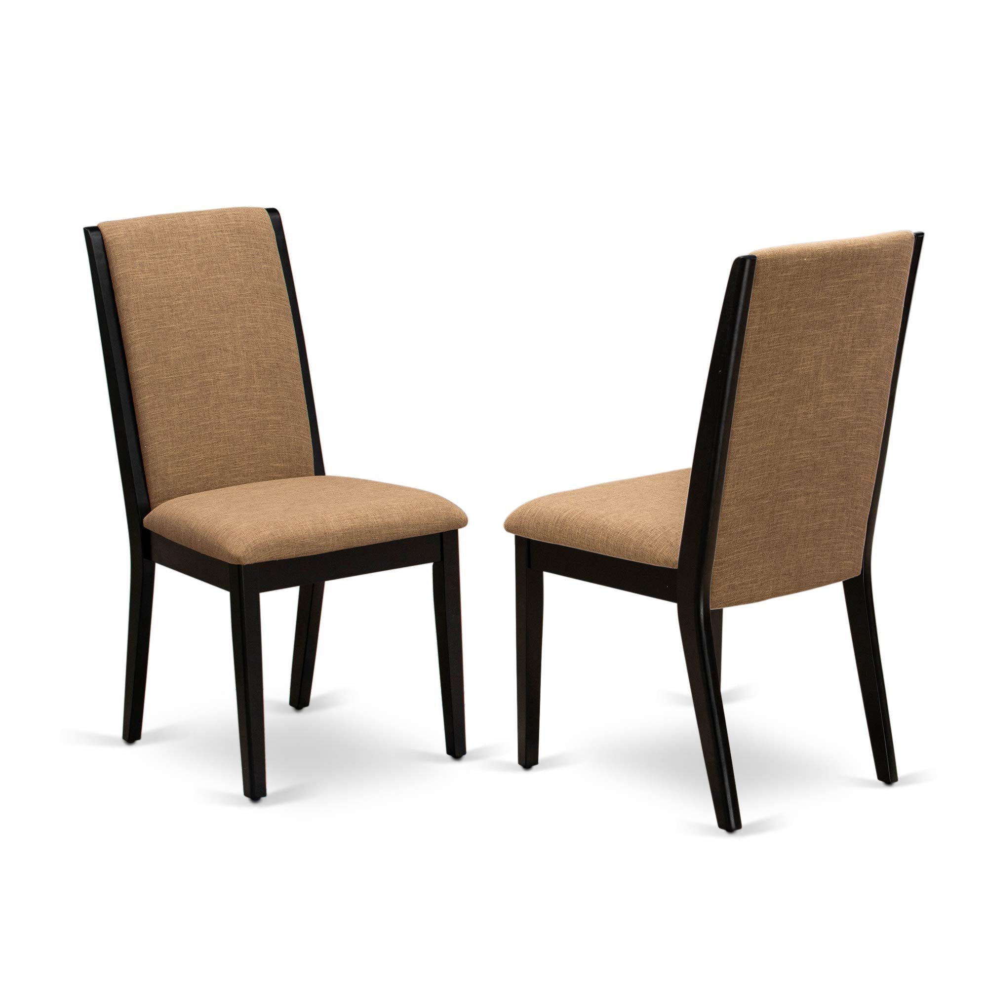 East West Furniture X-Style 6 Piece Set Contains A Rectangle Dining Room Table And 4 Light Sable Linen Fabric Parson Chairs With A Bench, 40X72 Inch, Multi-Color