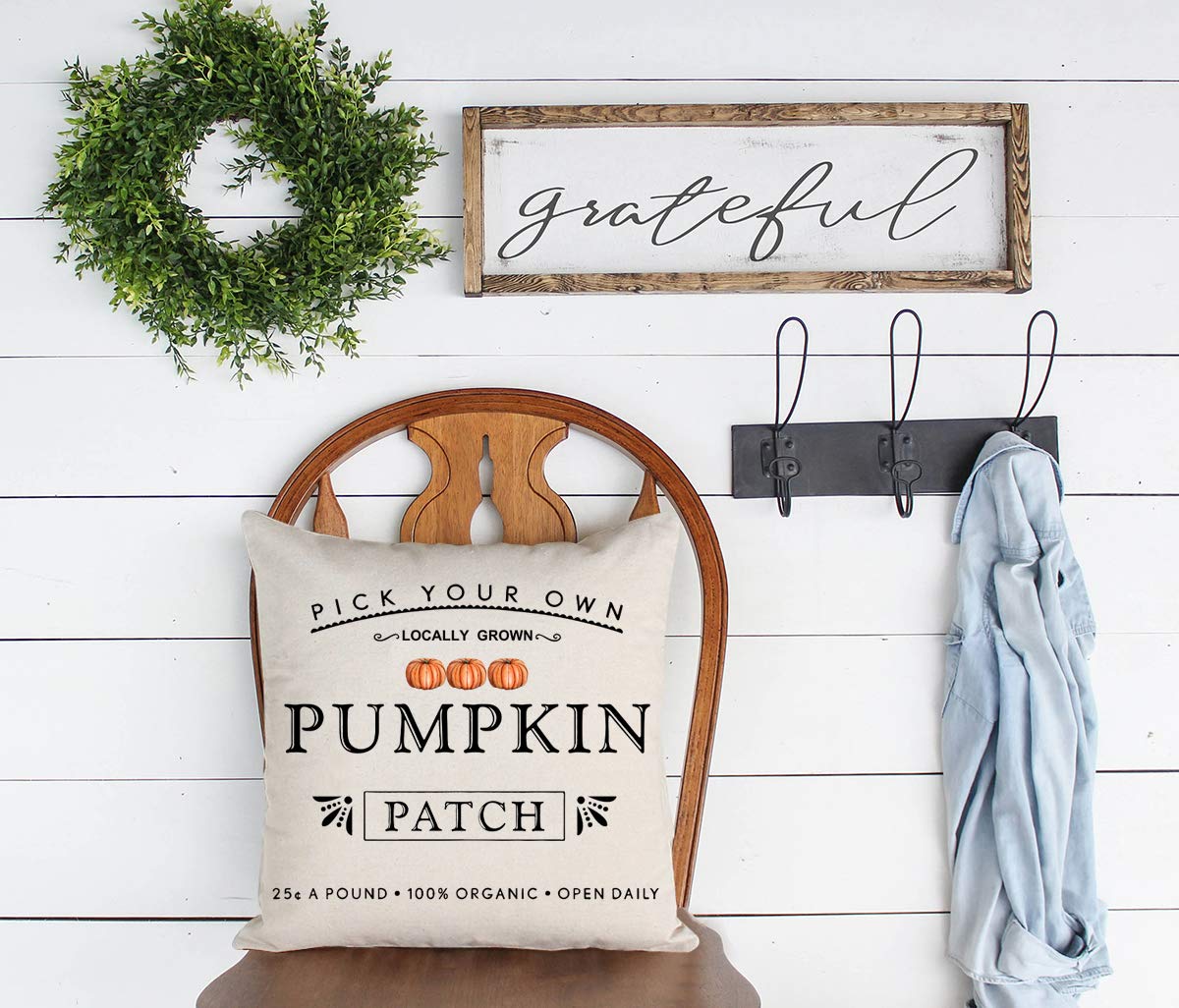 Kithomer Fall Pumpkin Patch Throw Pillow Covers Autumn Harvest Pillow Case 18 X 18 Inch Farmhouse Decorations