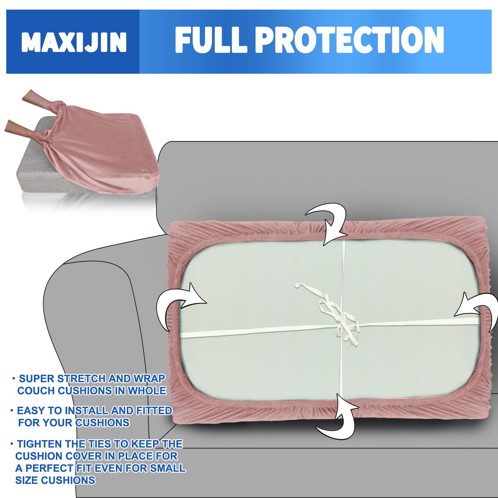 Maxijin Velvet Stretch Couch Cushion Covers Soft Loveseat Cushion Cover Replacement Sofa Seat Cushion Slipcovers Rv Protector Wi