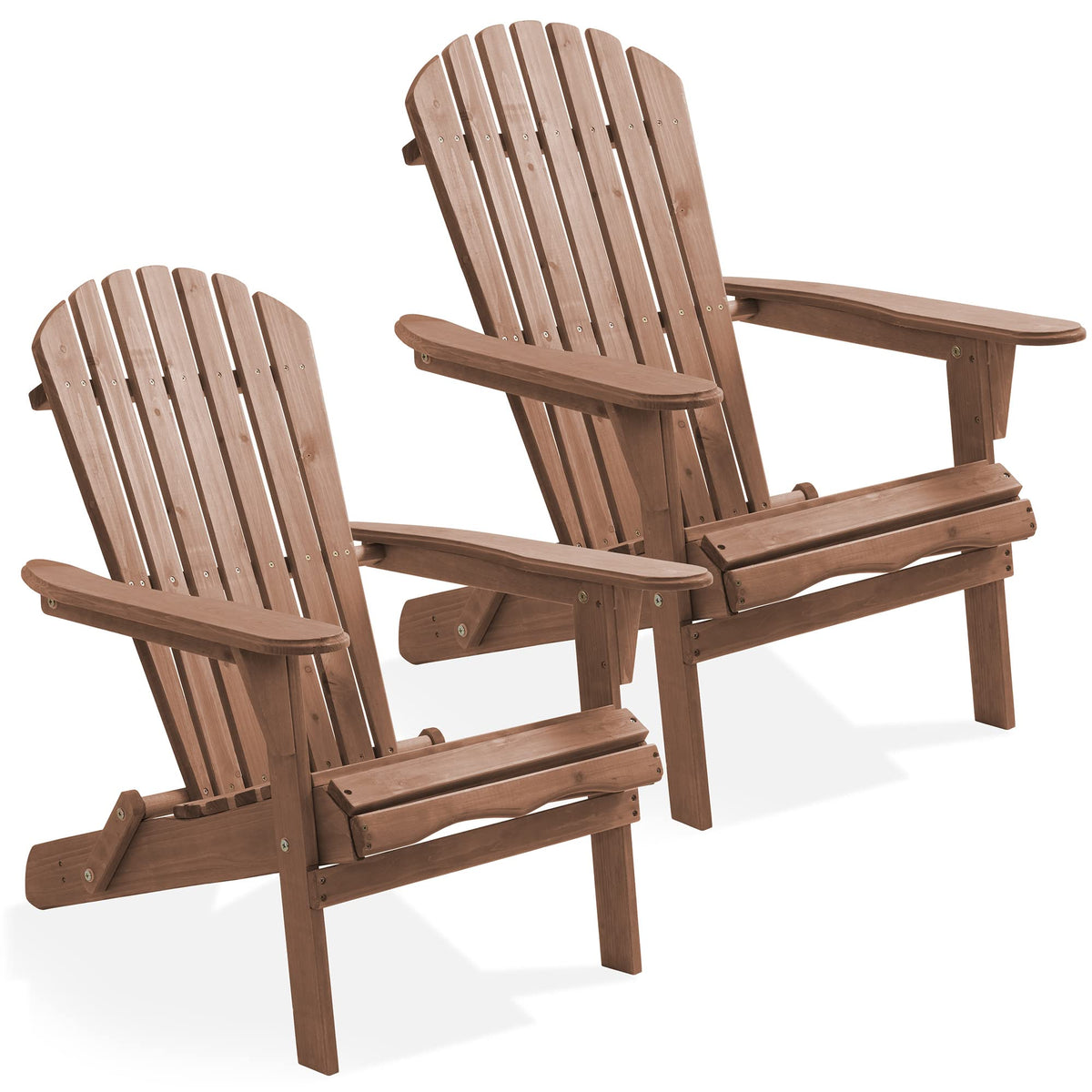 Casafield Folding Adirondack Chair, Set Of 2 Cedar Wood Outdoor Fire Pit Lounge Chairs For Patio, Deck, Yard, Lawn And Garden Seating, Partially Pre-Assembled - Gray