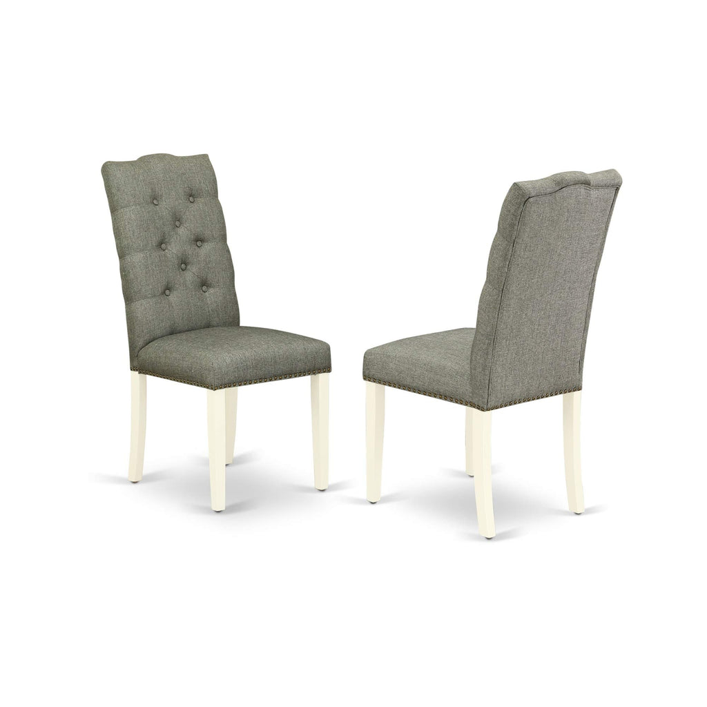 East West Furniture X-Style 7 Piece Set Consist Of A Rectangle Dining Room Table With X-Legs And 6 Dark Gotham Linen Fabric Upholstered Parson Chairs, 36X60 Inch, X696Ga650-7