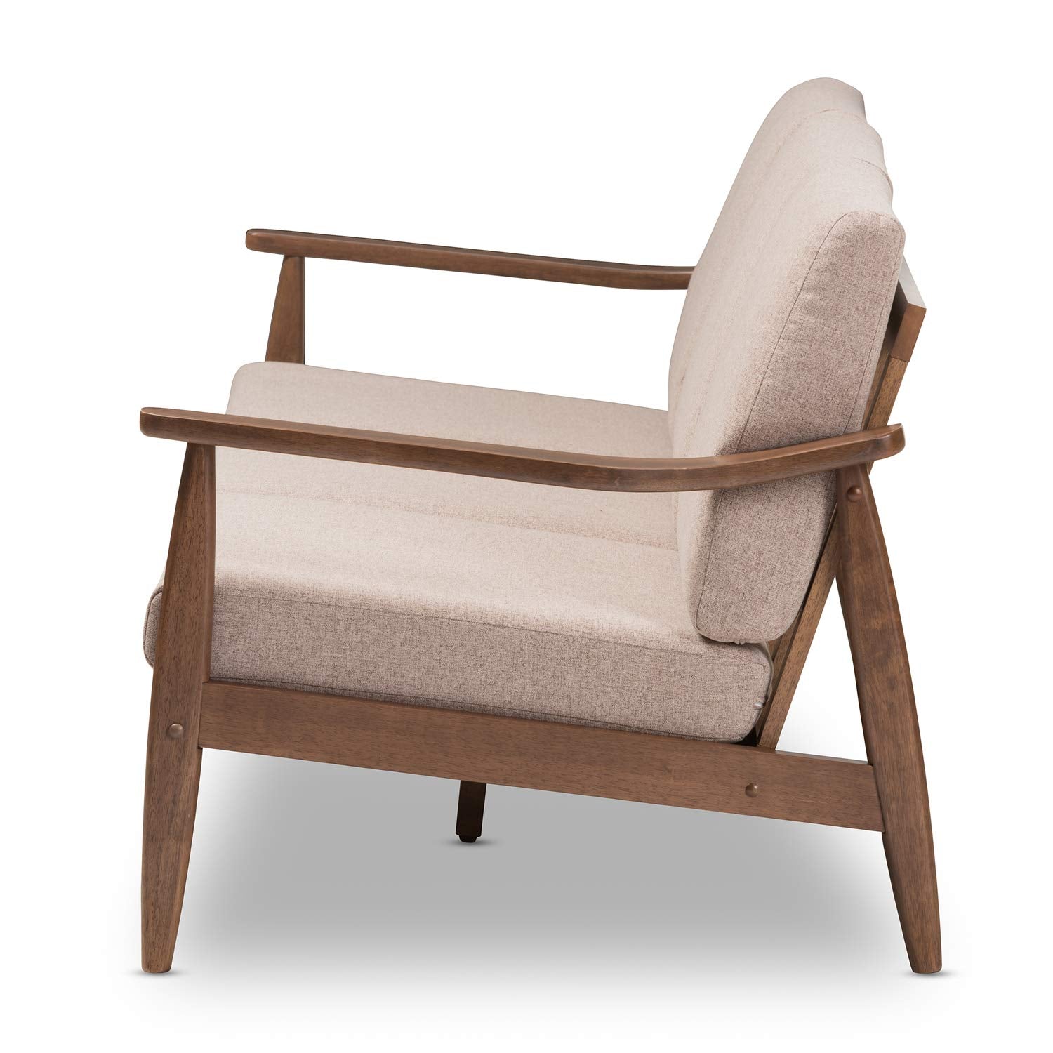 Baxton Studio Venza Fabric Sofa in Light Brown and Walnut Brown