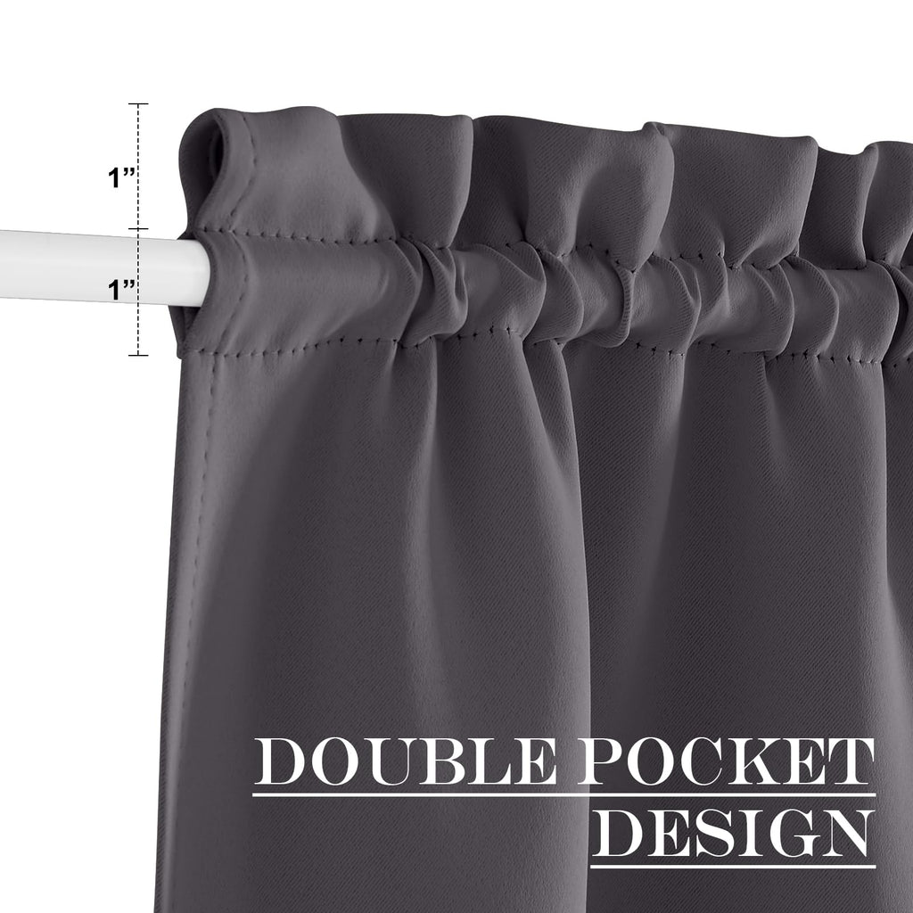 Nicetown Grey Curtains For Sliding Glass Door,80 Inch Length/Long, Thermal Insulated Rod Pocket Single Curtain Panel, Room Darkening Blackout Door Curtains For Bedroom/Doorway Living Cabin, 25' Wide