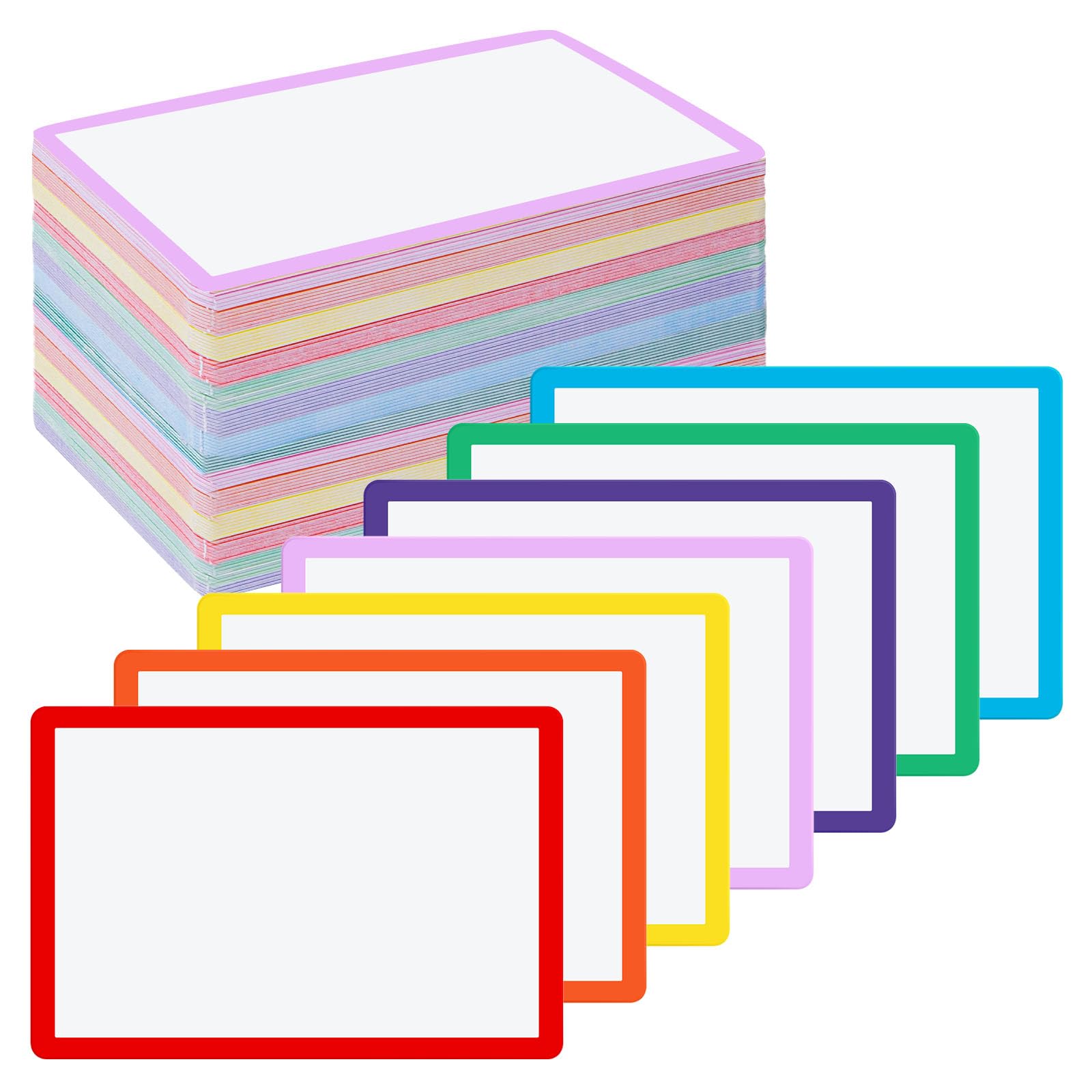 Harloon 100 Pcs Dry Erase Index Cards 3 X 5 Inch Laminated Reusable Dry Erase Note Cards Sheets For Office To Do List (Multicolo