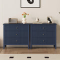 RoyalCraft Fluted 32 inch Wide Nightstand Set of 2, Large Blue Nightstand with 3 Drawer, Modern End Table, Wood Beside Table for