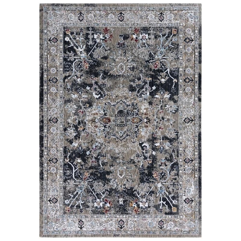 Sanction 9' X 12' Abstract Black/Black/Multi Color Power-Loomed Area Rug