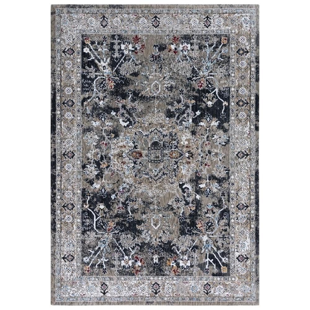 Sanction 5'2" X 7'9" Abstract Black/Black/Multi Color Power-Loom Area Rug
