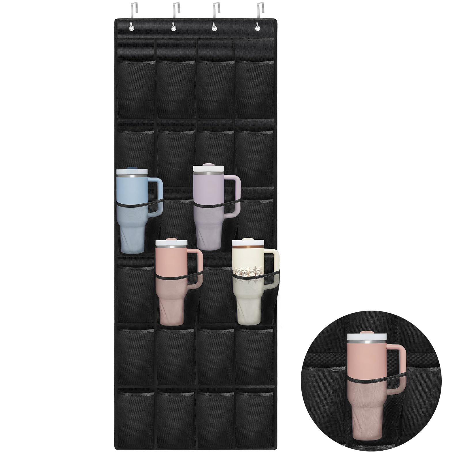 Mity rain Cup Organizer for Stanley Cup, 24 Pockets Large Capacity Cups Holder for Stanley Tumbler, Portable Foldable Hanging Ba