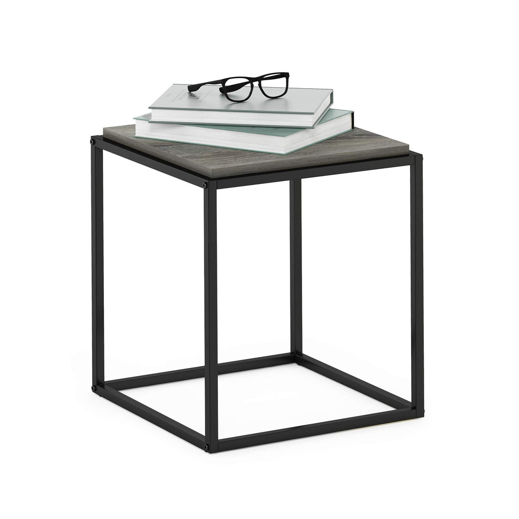 Furinno Moretti Cube Modern Stackable End Table Shelf, French Oak Grey