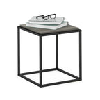 Furinno Moretti Cube Modern Stackable End Table Shelf, French Oak Grey
