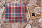 Wondertify Throw Pillow Case Cover Tartan Plaid Pattern Checkered Fabric Texture Moderate Light Blue White And Bright Red Soft Linen Pillow Case For Bedroom/Livingroom/Sofa Cushion Covers 18X18 Inch