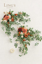 Ling'S Moment 2Pcs Terracotta Arch Flowers Artificial Floral Swags Centerpieces Wedding Decor Welcome Signs Faux Burnt Orange Ro